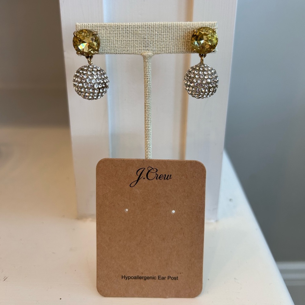 J. Crew Yellow and Silver Sparkling Earrings